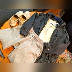 Athleta gray linen pant